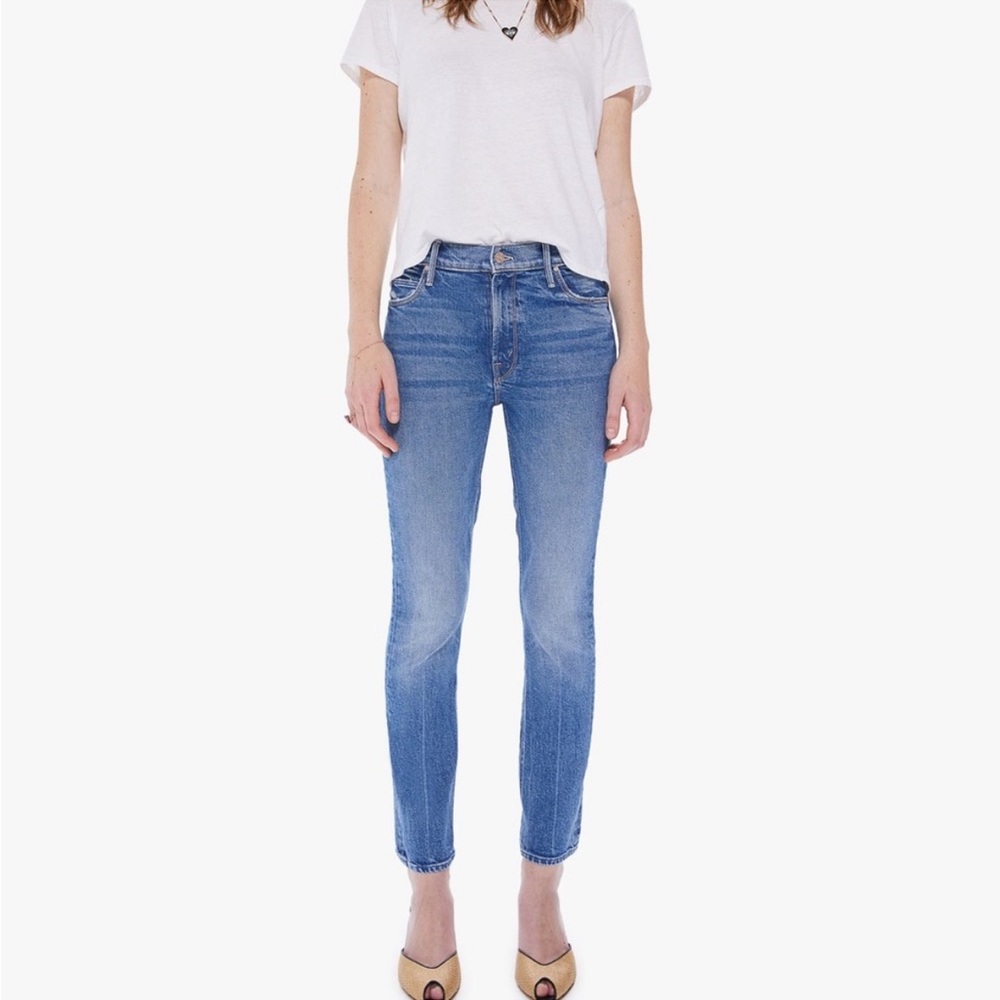 MOTHER Blue High-Rise Straight Jeans